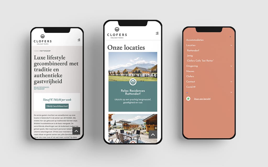Nieuwe merkidentiteit Clofers vertaald naar moderne website op mobiel